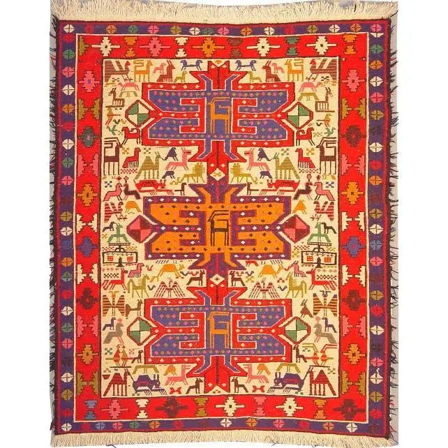 Hand-Knotted Moghan Kilim 4'3" X 3'6"